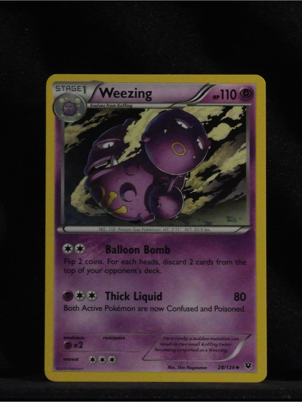 Pokemon Trading Card Game Vintage Weezing Card - Purple and Yellow Artwork
